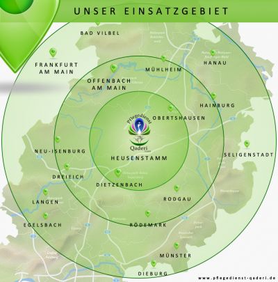 Einsatzgebiet Pflegedienst Qaderi GmbH Heusenstamm